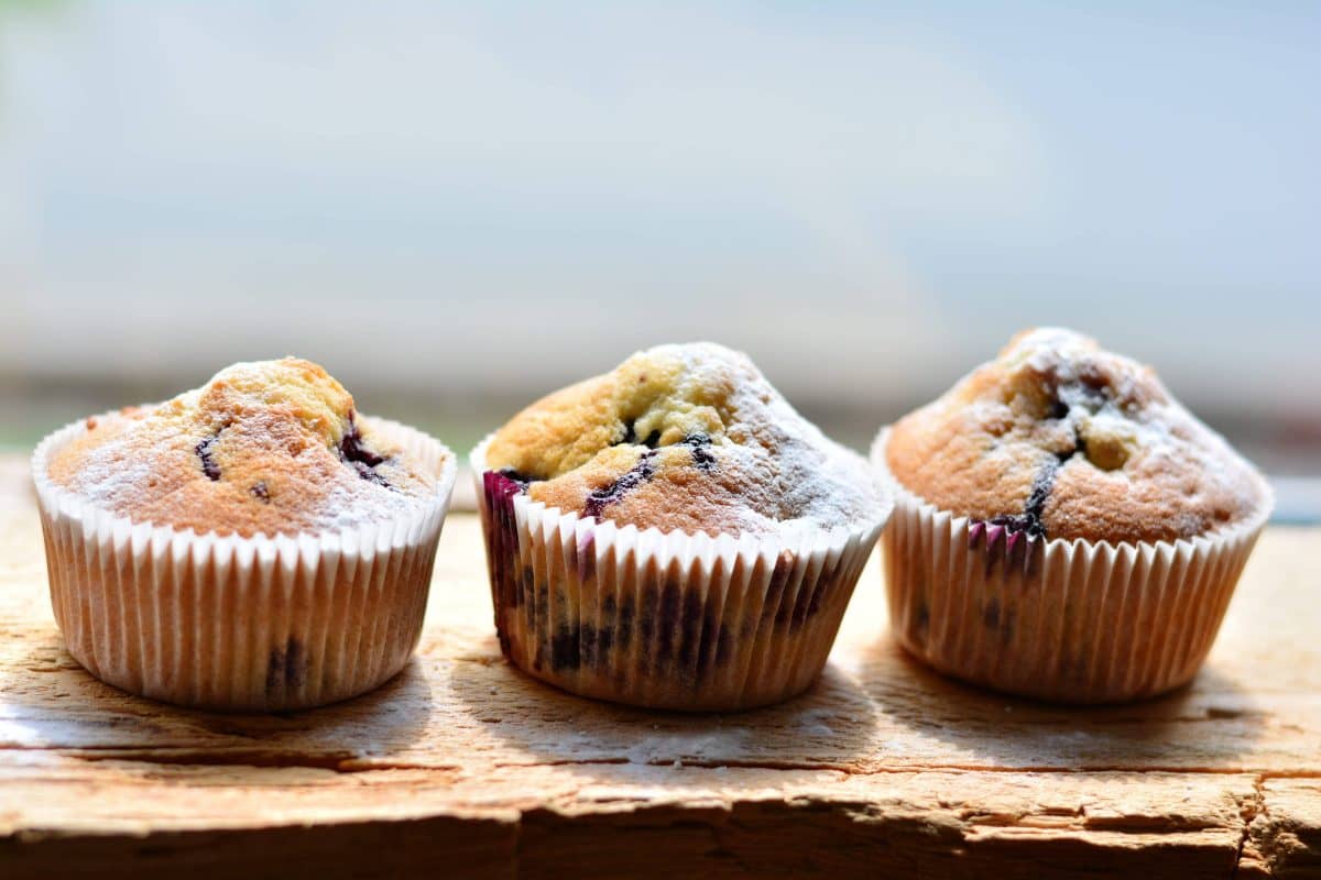 3 Muffins de salvado con arándanos